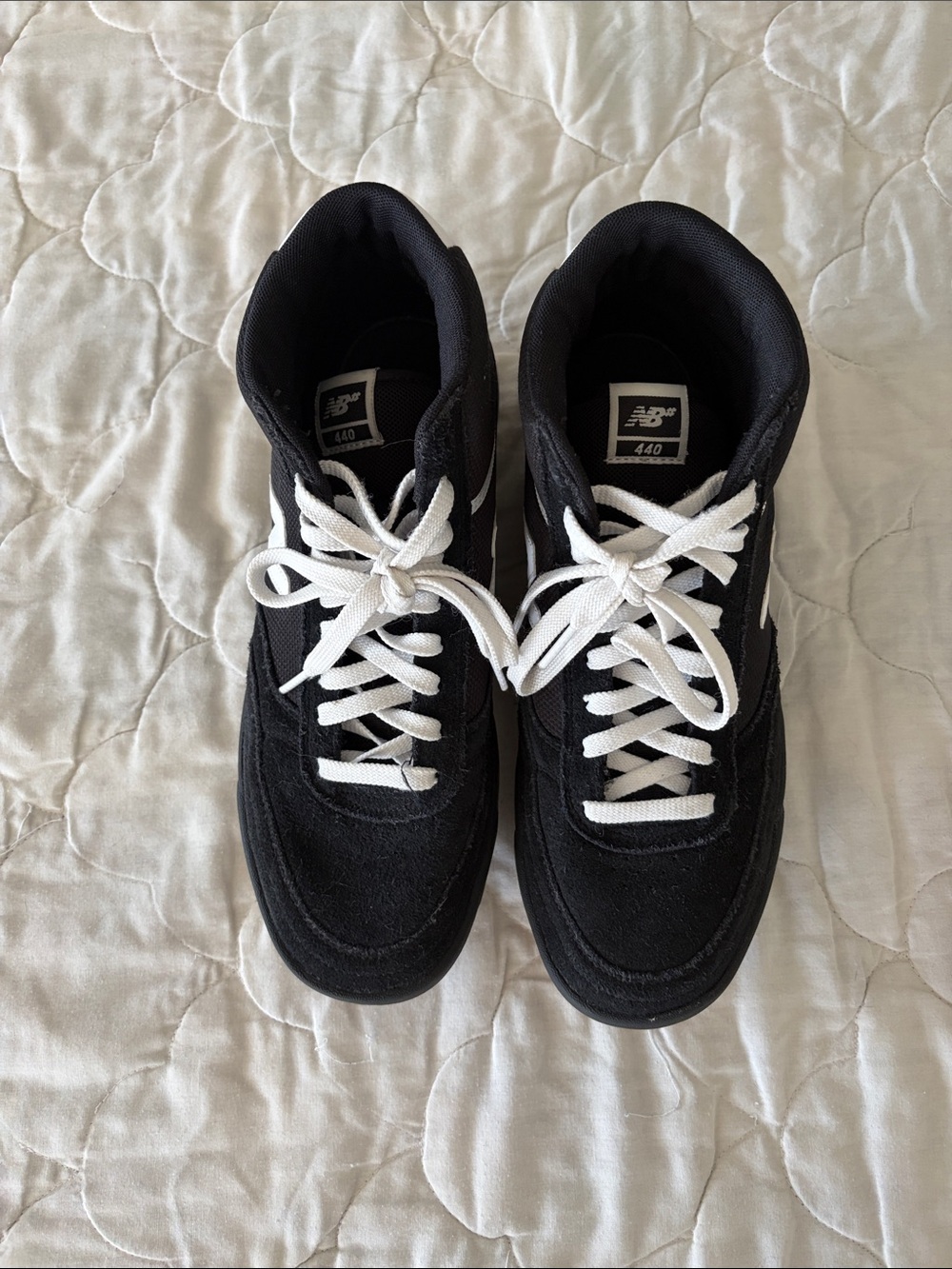 New Balance Black and White Lace-Up Sneakers
